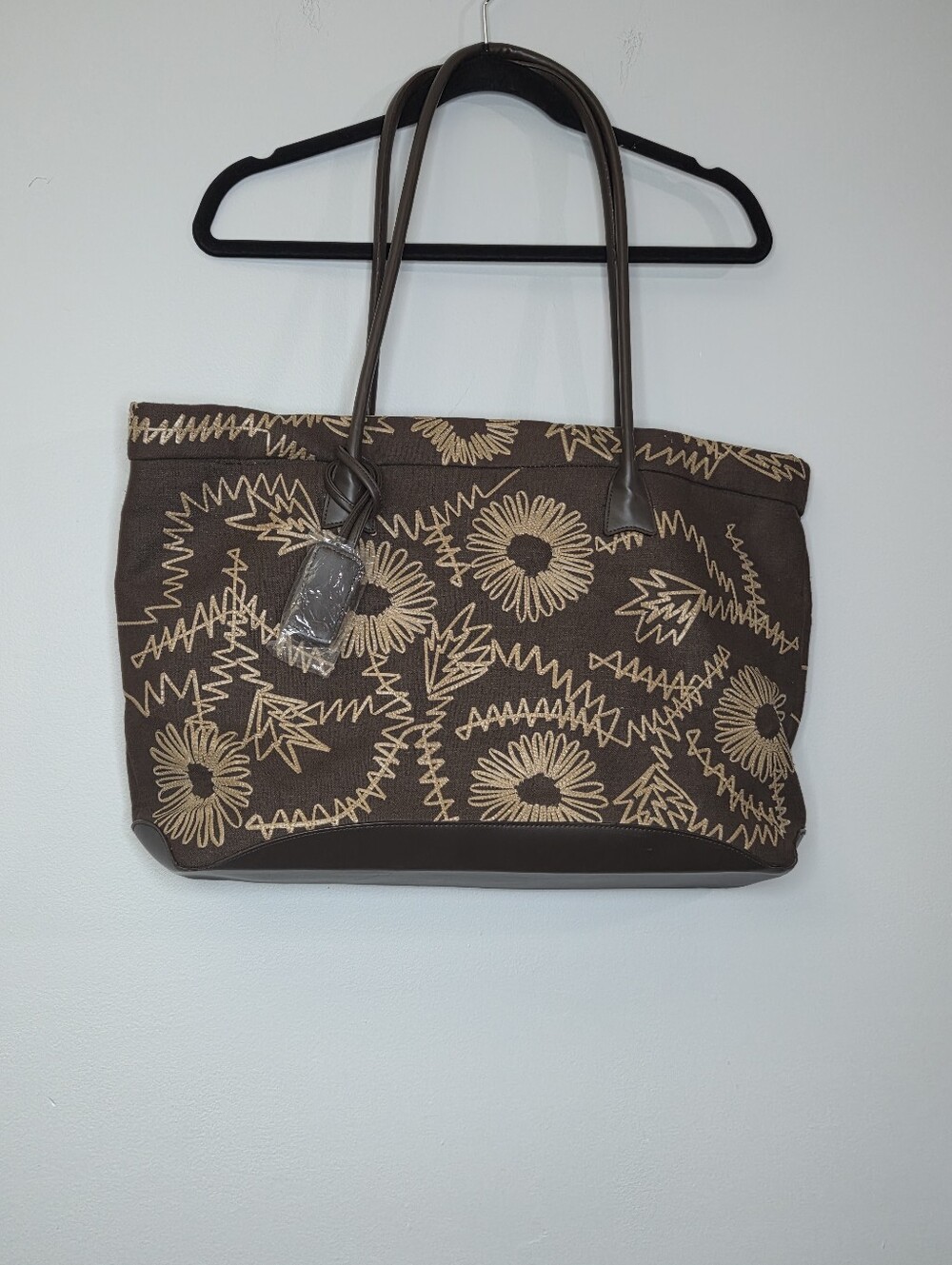 Bueno Brown Floral Embroidered Laptop Bag
